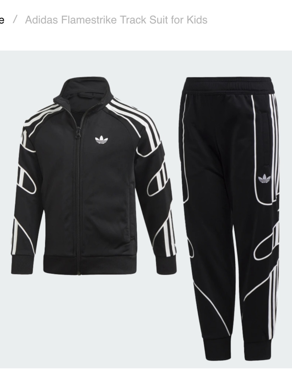 adidas Black Kids Track Jacket and Pants with White Stripes